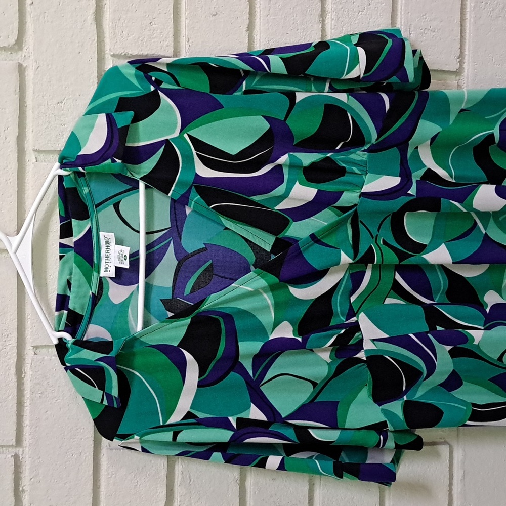 Maternity Motherhood Green V-Neck Short Sleeve Dress. Size Large - Picture 2 of 7